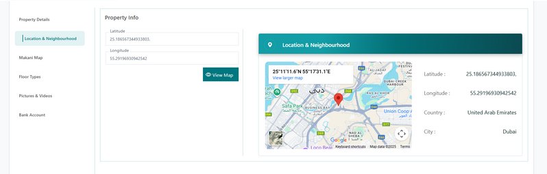 Fophex ERP property record showing location and neighbourhood details with map